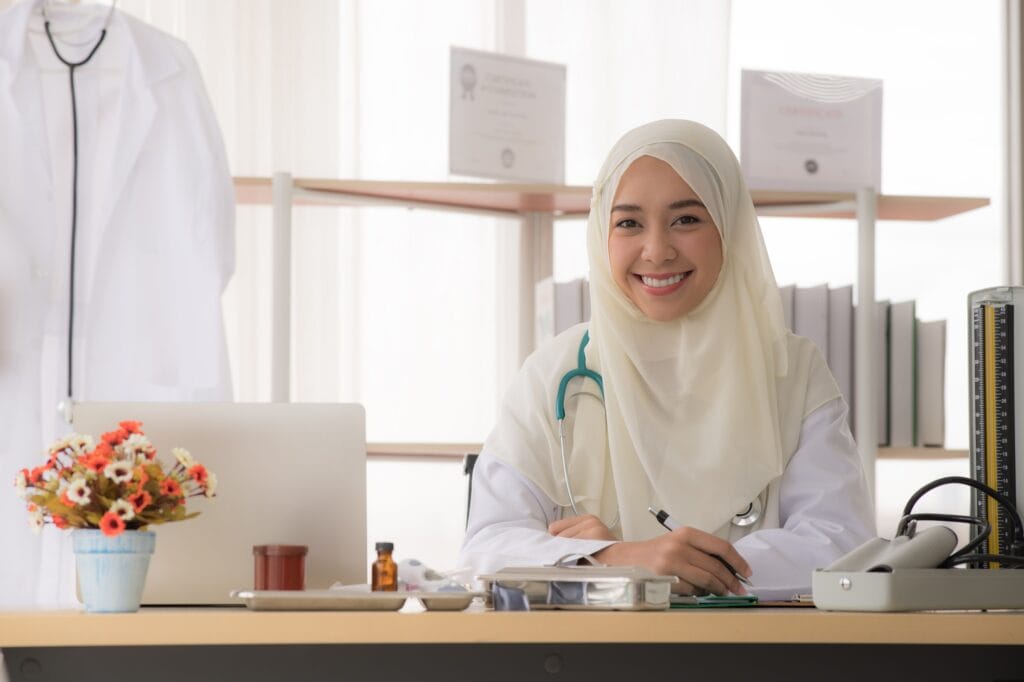 Muslim doctor woman